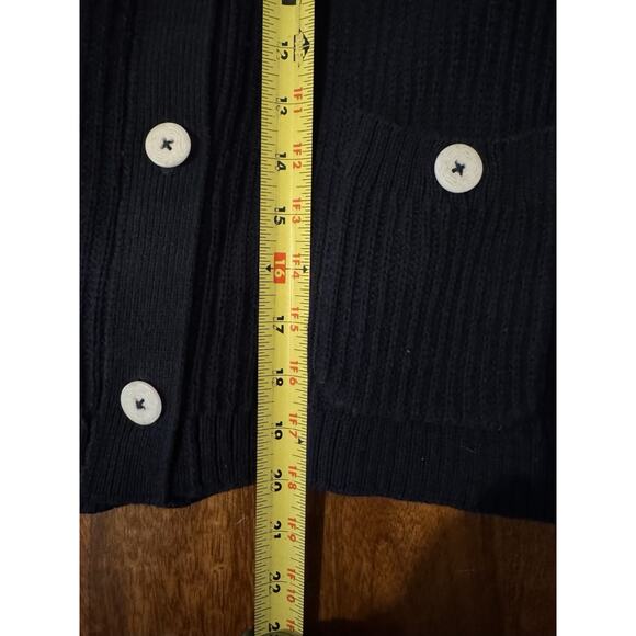J. Jill Navy Ribbed Cardigan Sweater Button Up Cottagecore Nautical Minimalist L - Picture 5 of 9